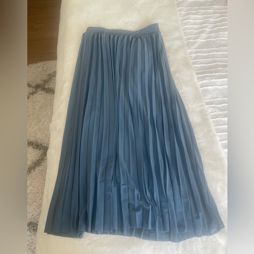 Blue pleaded maxi skirt